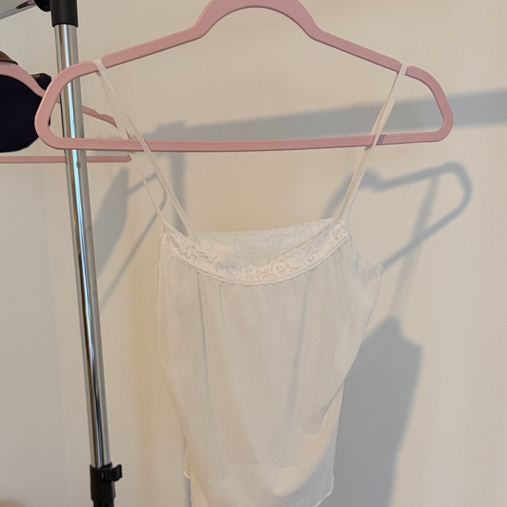 White Lace Trim Cami Top